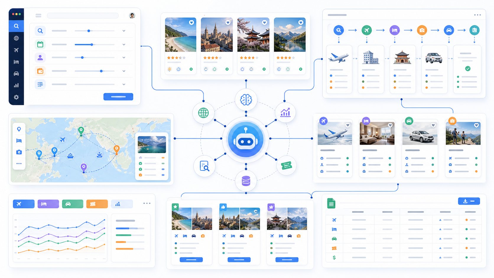 AI travel research engine illustration