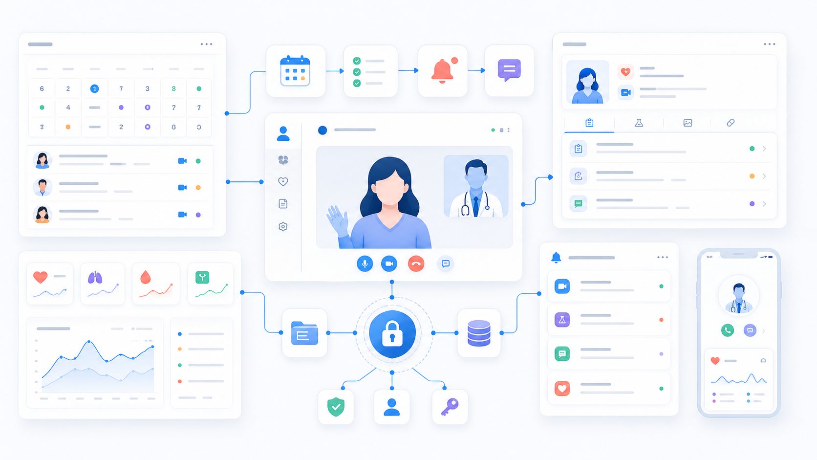 Secure telehealth platform illustration