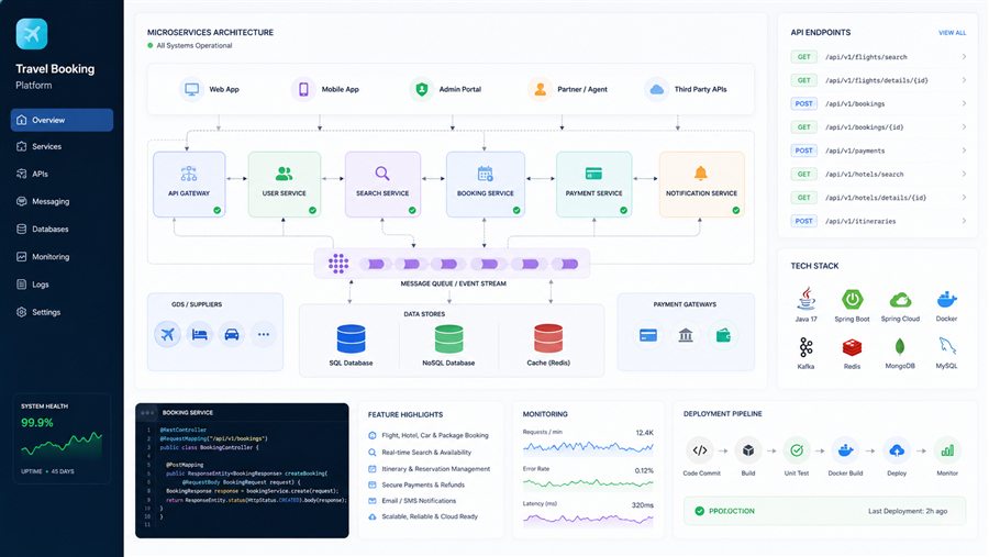 Travel booking microservices architecture